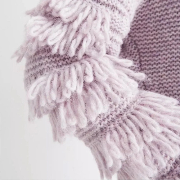 ☀️NWOT Madewell Fringe Sleeve Lavender Pullover Sweater - Picture 4 of 10